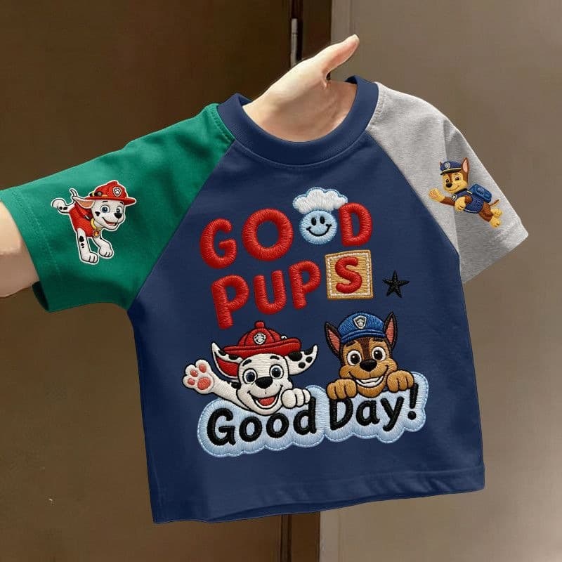 Cotton Summer Boys Toddler Baby Short Sleeve Paw Patrol Clothes Children's Cartoon T-shirt Outerwear Top Base Layer