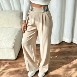 High-Waist Draping Wide-Leg Suit Pants for Women, Cross-Border European & American Casual Long Pants, Slimming Straight-Leg Pants, Gray Suit Pants