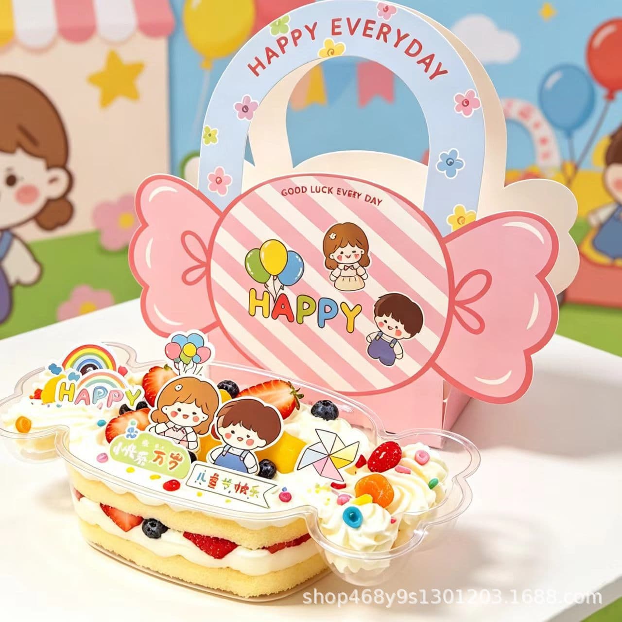 Children's Day portable mousse cake candy box mini macaron dessert packaging box tiramisu baking box