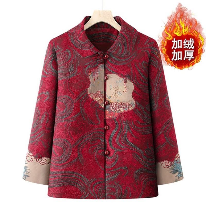 Middle-aged and elderly mothers' spring and autumn coats, grandmother-style fleece-lined autumn and winter warm clothes for old ladies, thickened mother-in-law outfits