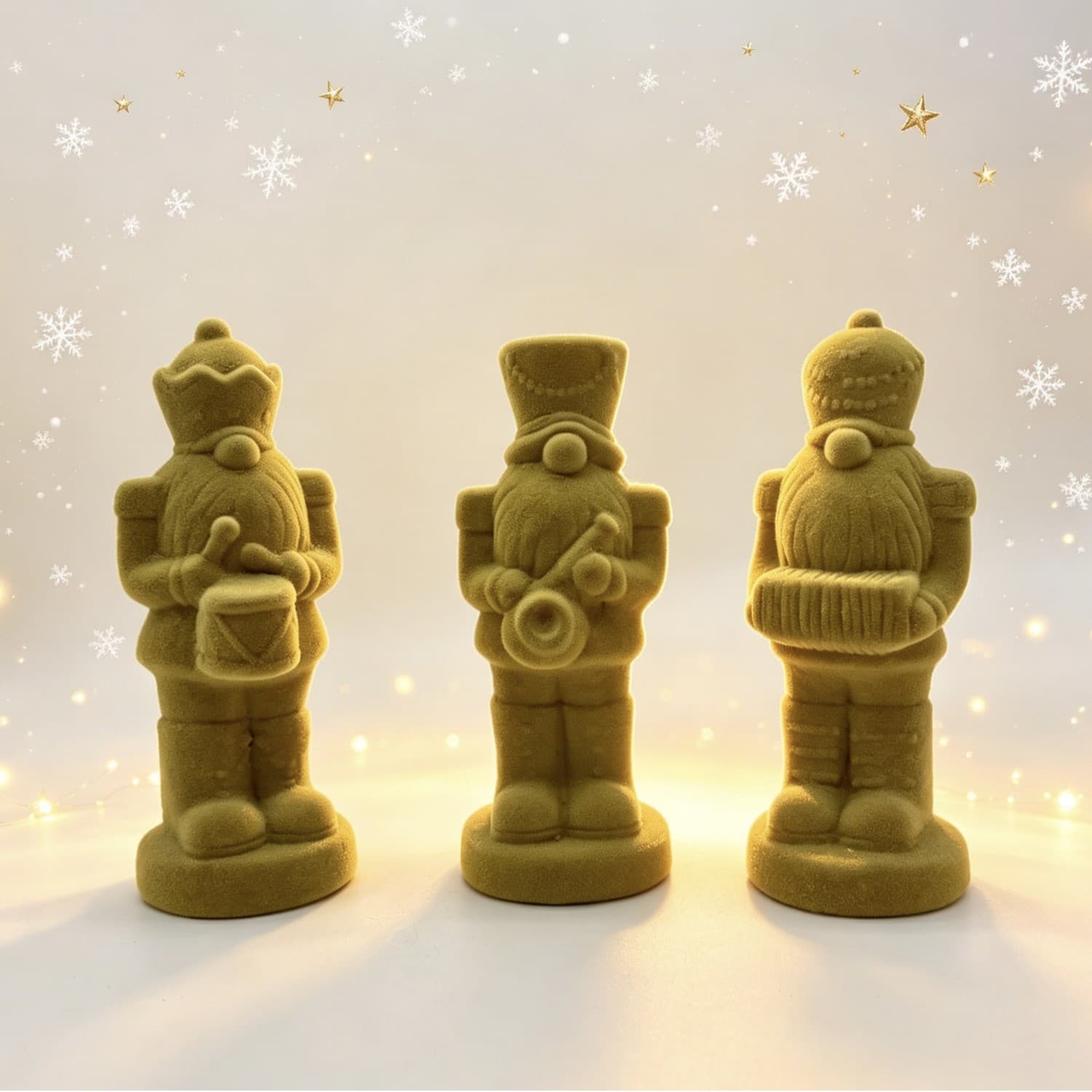 New Christmas Flocked Nutcracker Ceramic Crafts Ornaments Desktop Decorations Gifts