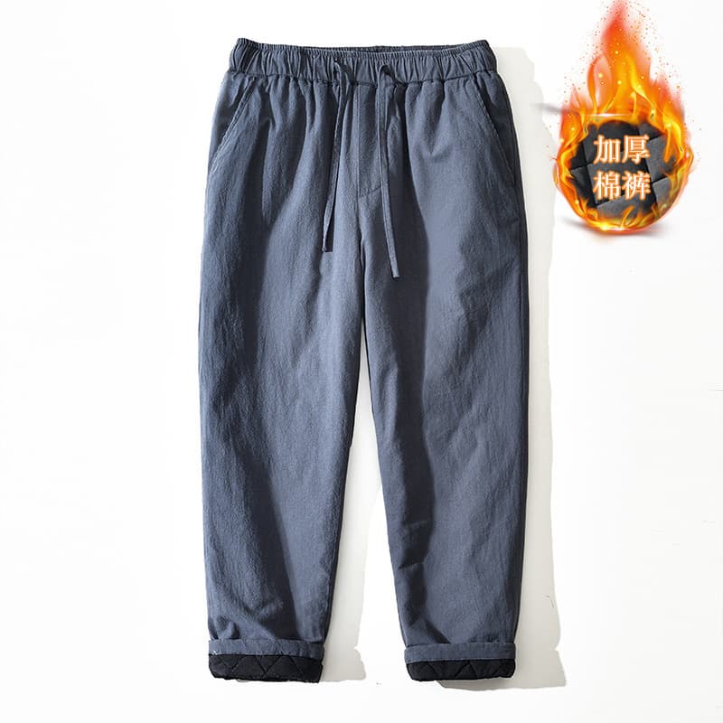 L8247 Thickened Cotton Pants Quilted Casual Pants Loose Cotton Straight-Leg Warm Cold-Resistant Trousers Drop Shipping
