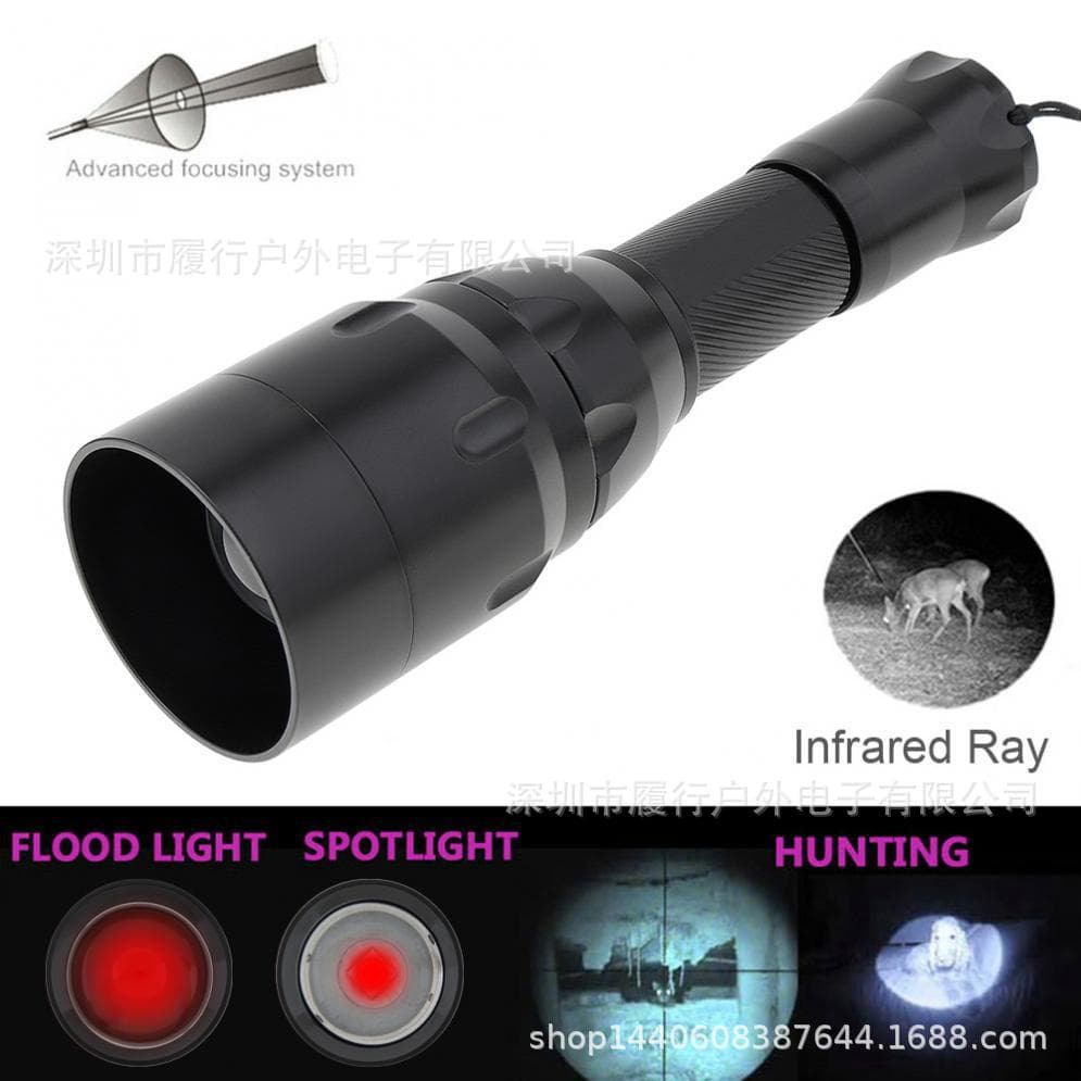 C16 Zoom White/Red Flashlight, Rechargeable Green Light High Power Outdoor LED Night Vision Flashlight, Infrared Flashlight Tactical