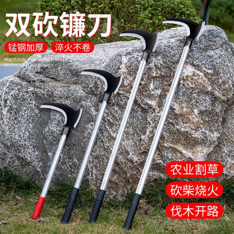 Sickle Farm Weeding Tool Double Cutting Grass Chopping Wood Hoe Outdoor Farm Tool Axe Sickle