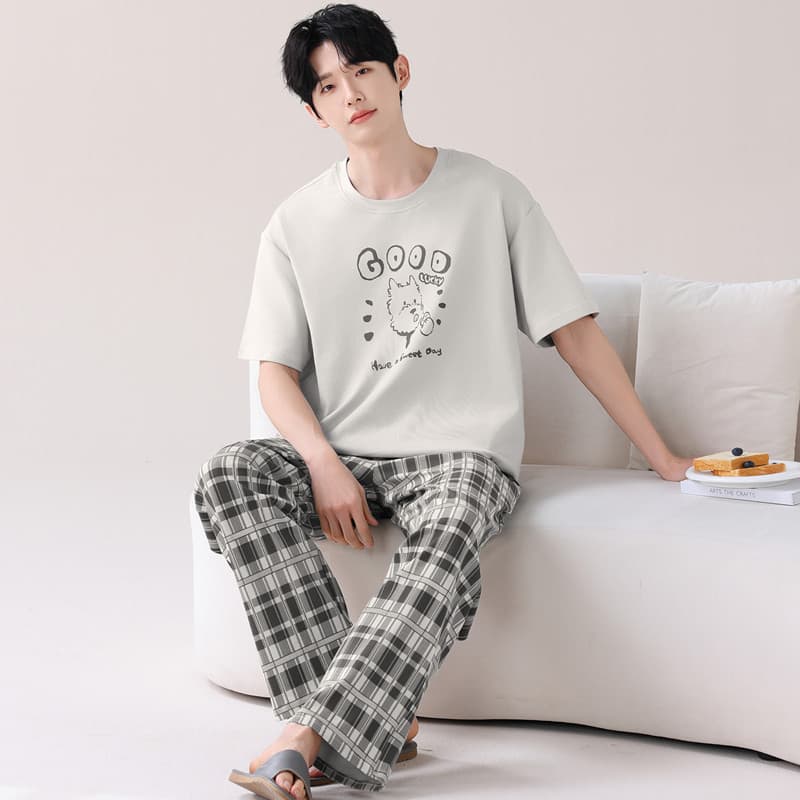 Trendy Men's Summer Cotton Short Sleeve Pajama Set 2025 New Elegant Homewear Summer Style