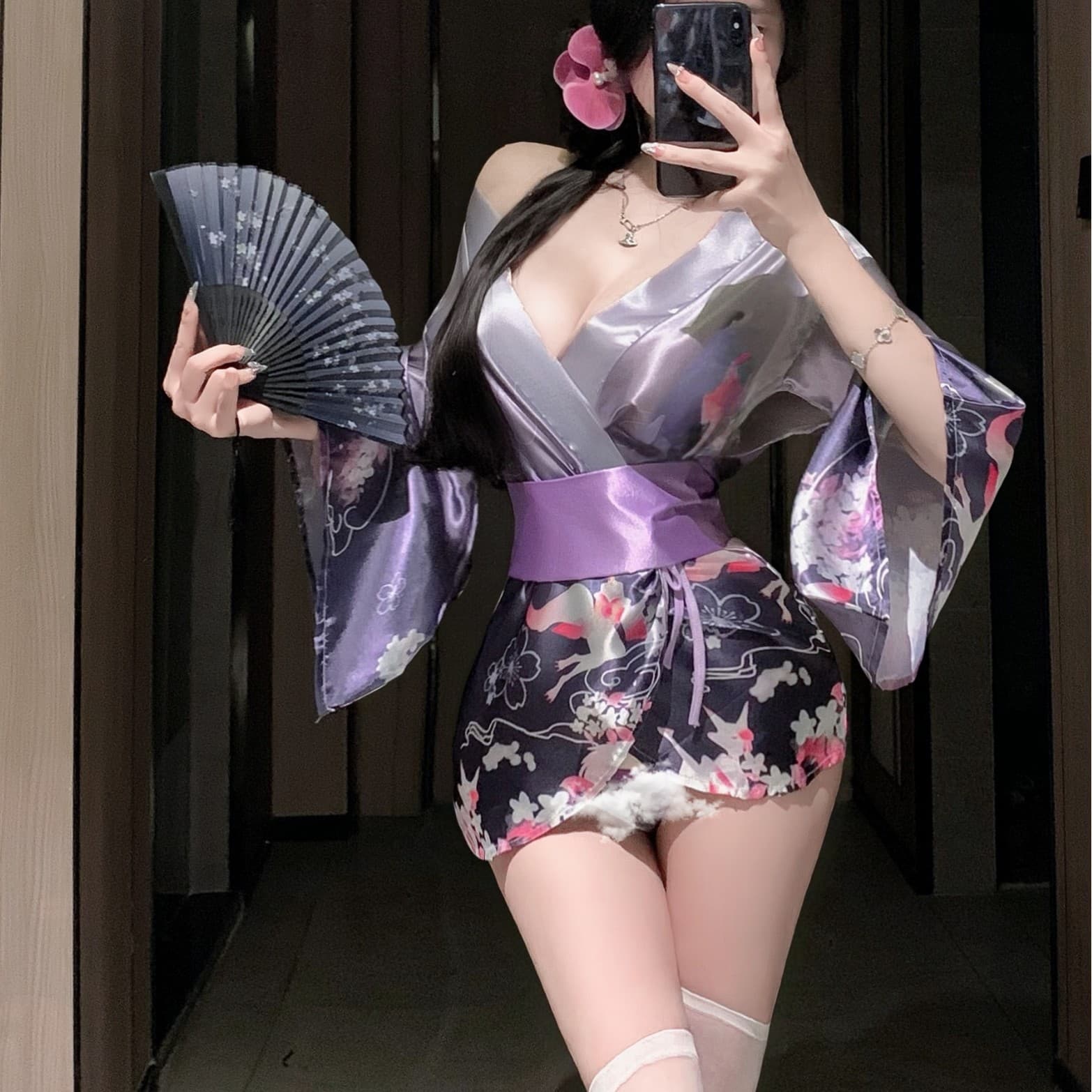 Sexy Kimono Costume Set Japanese Lingerie Pure Desire Role Play Seductive Sleepwear for Women