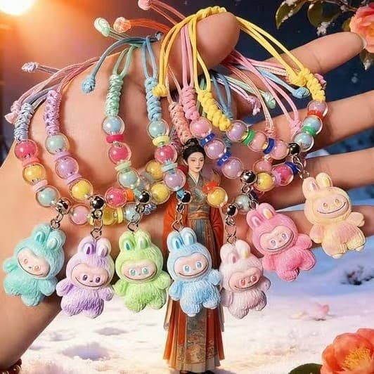 New Labubu Bracelet for Girls Sweet Cute Cartoon Rope Bracelet Small Gift Hand String Accessories Creative Gift for Best Friends