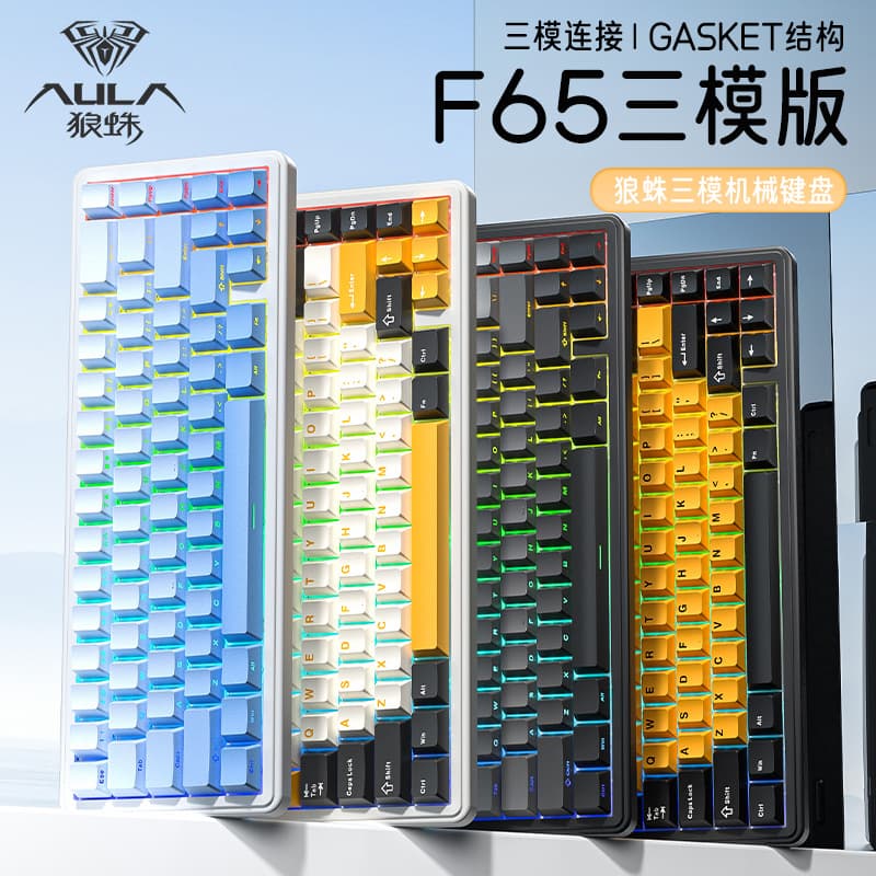 Wolf Spider F65 Tri-Mode Mechanical Keyboard Custom Gasket Structure Bluetooth Wireless Gaming Side-Printed Keycaps