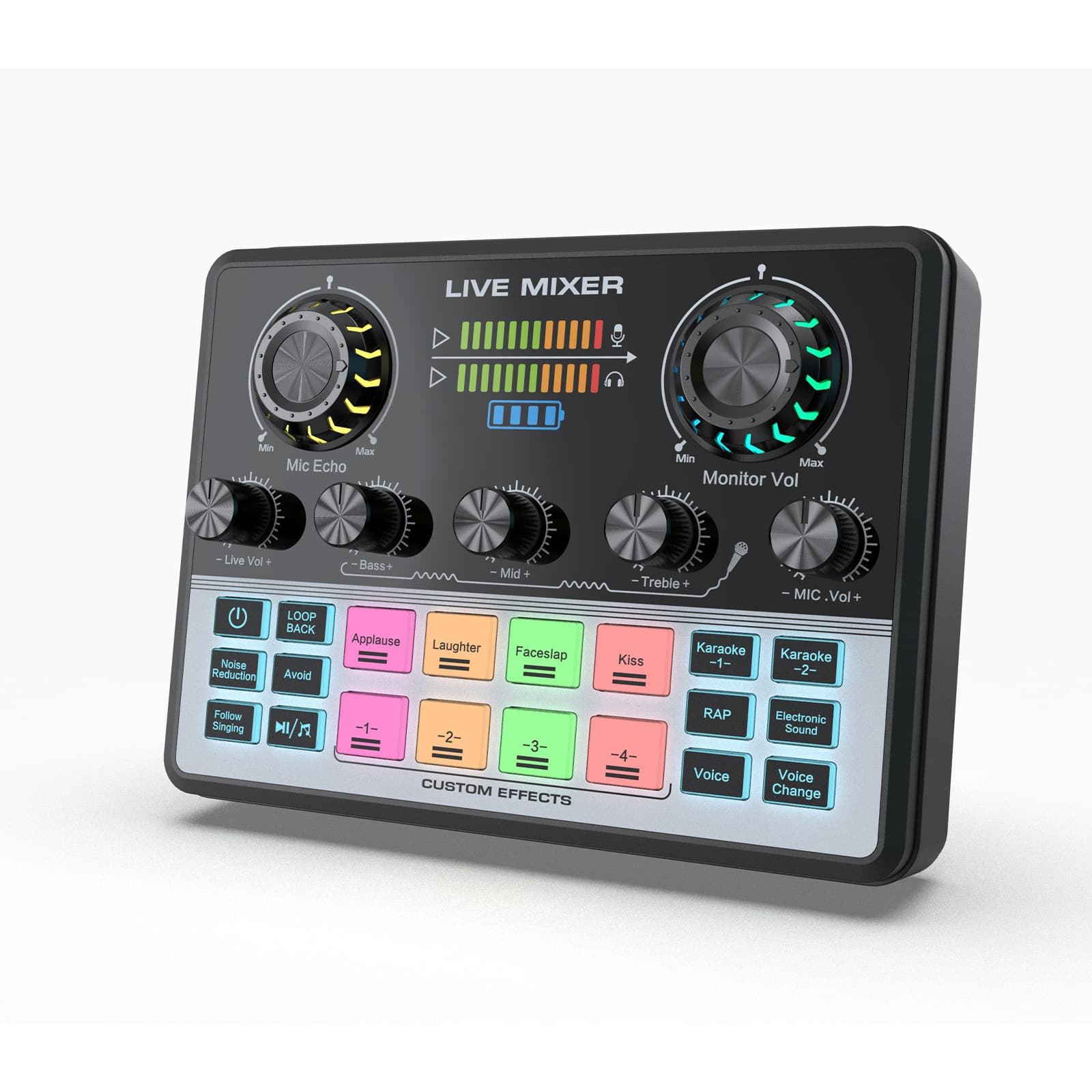 Multifunctional Live Sound Card Mixer Equipped with Rechargeable Lithium Battery for Live Streaming Podcasting Gaming