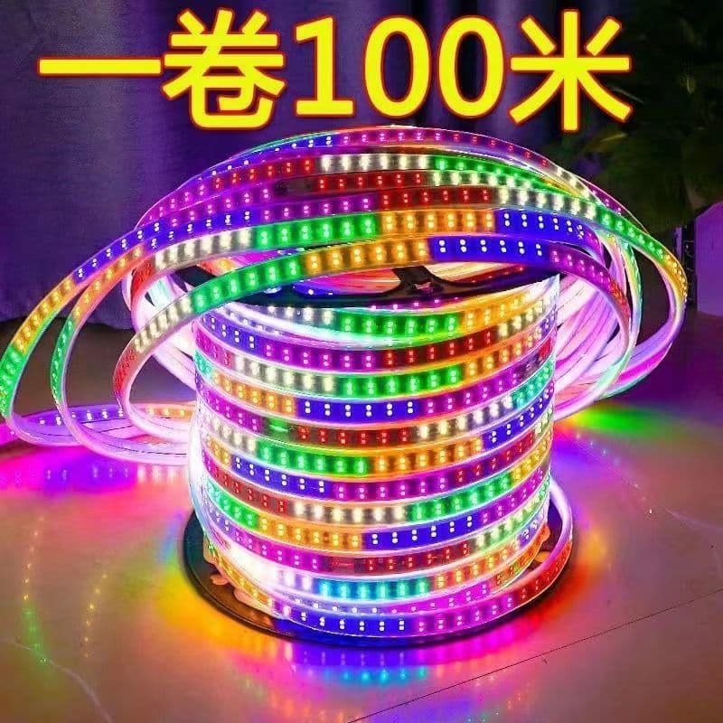 LED Strip Meter Seven-Color Running Water Changing Neon Light Outdoor Sign Flash Light Strip Set Factory Cross-Border Wholesale