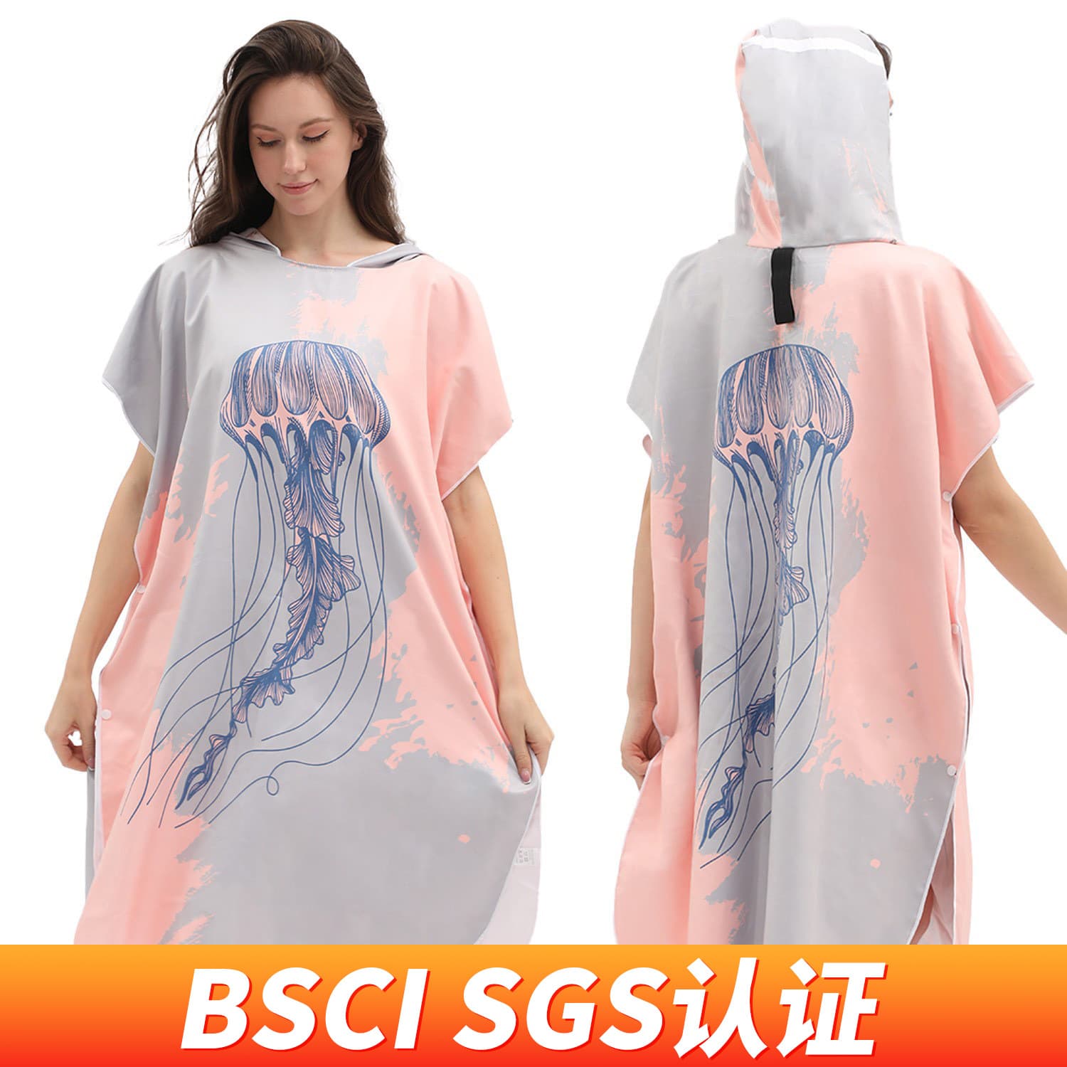 Adult Quick-Dry Cape Poncho Beach Towel Convenient Changing Robe Diving Swimming Hot Spring Absorbent Wearable Towel for Women