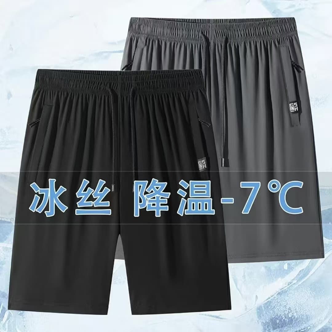 Ice Silk Shorts for Men Summer Thin Quick-Dry Straight-Leg Casual Five-Point Shorts Plus Size Loose Running Fitness Beach Shorts