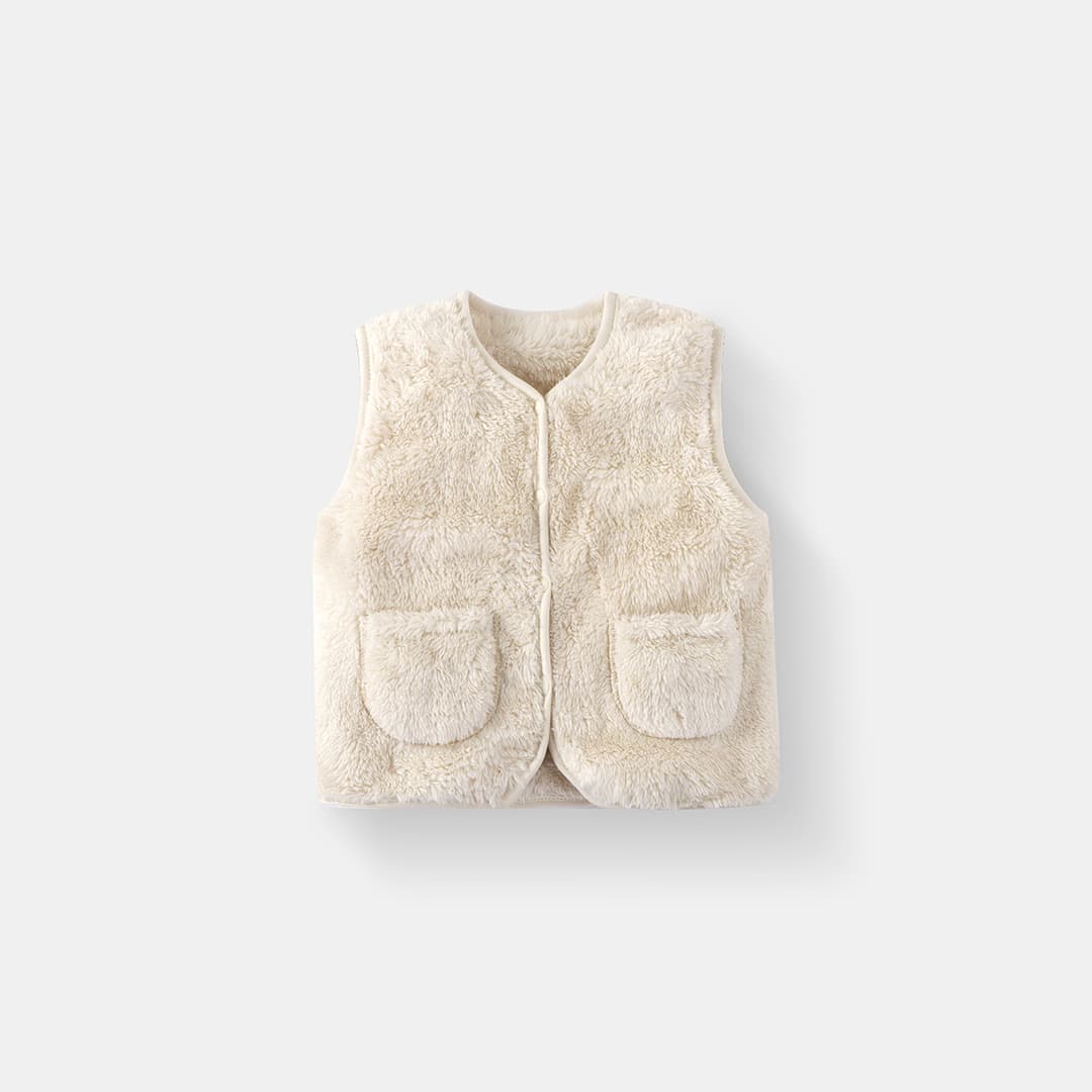 Children's plush warm vest, solid color, autumn and winter school uniform, inner vest, infant and toddler versatile outer vest
