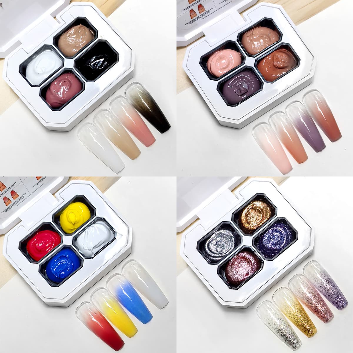 4-color pat glue manicure gradient blush black, white and red high saturation fine glitter four-square platinum glue painted nail polish glue