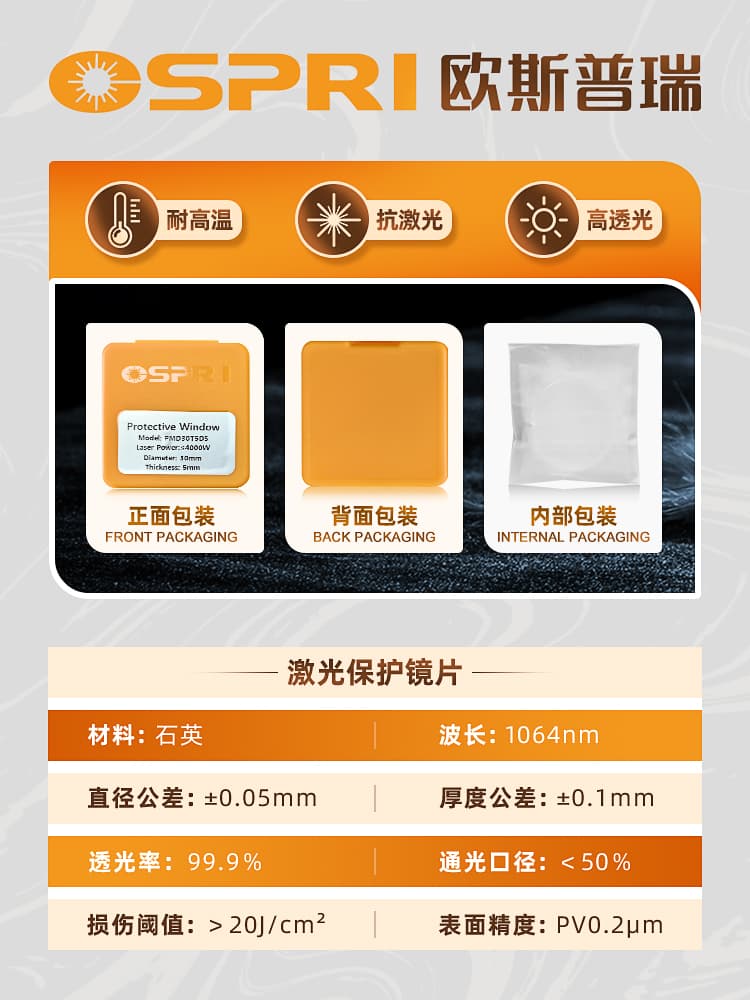 ✅ [Original] OSPRI laser cutting machine protective lens fiber accessories quartz coated transmission