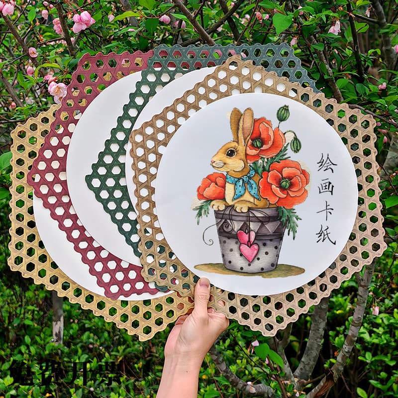 Creative Hollow Bamboo Weave Hexagon Drawing Cardboard for Kindergarten Art Room Handcraft Hard Cardboard Lead Drawing Paper Art Paper
