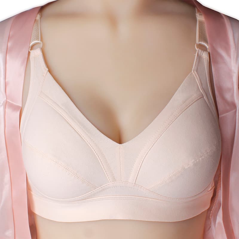 Spring Summer Thin Wireless Bra for Women, Large Chest Appears Smaller, No Sponge, Large Size Bra Wholesale, Breathable Comfortable Gathered Sweat Absorbent Traditional Style Fixed Strap Back Three Rows of Buckles