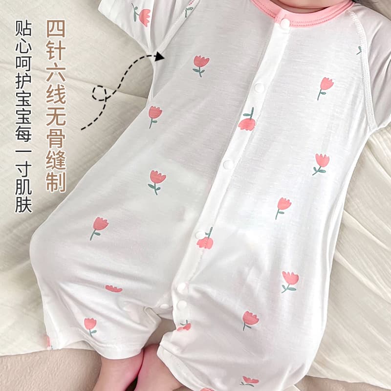 Baby Summer Romper Short Sleeve Modal Pajamas Thin 8 Toddler 6 Months Baby Clothes 3 Set 5 Summer Wear