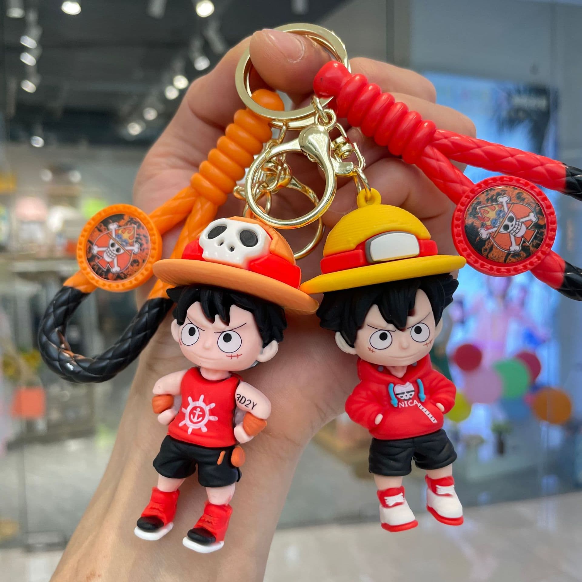 Cross-border Cartoon Anime One Piece Keychain 3D Figure Car Keychain Backpack Pendant Small Gift Wholesale