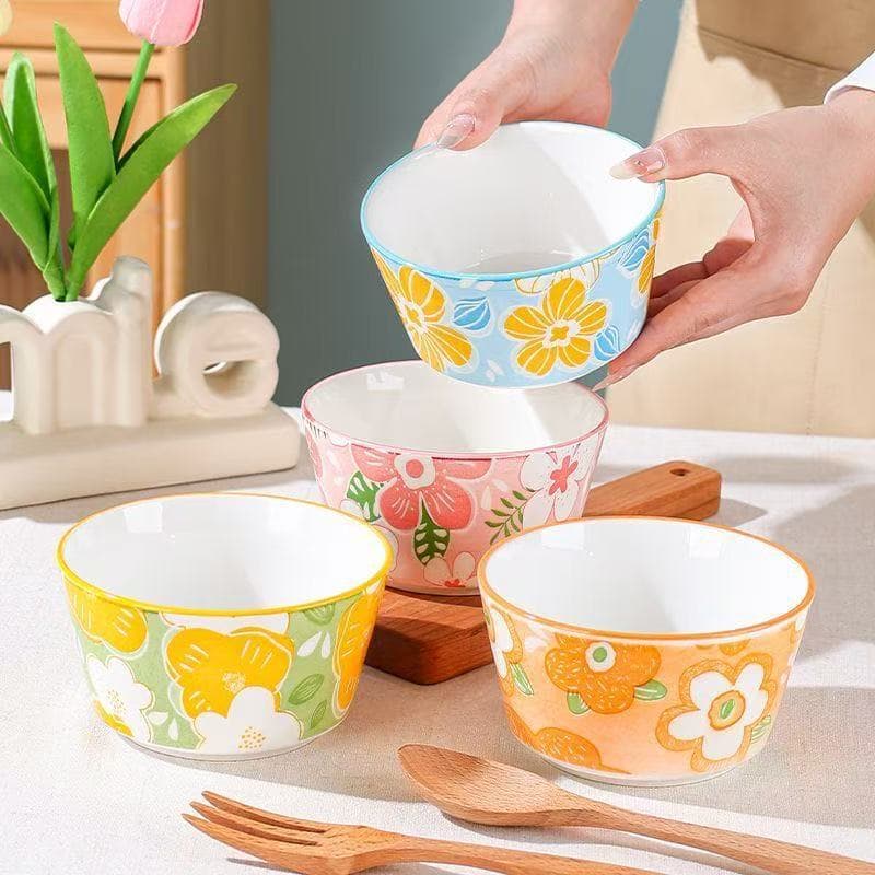 Underglaze color 4.5-inch ceramic bowl rice bowl home eating bowl internet celebrity Huayang high-looking salad bowl dessert bowl