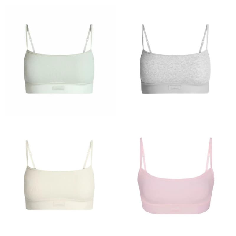 25 New SKIMS COTTON RIB SCOOP BRALETTE Cotton Rib Short Scoop Neck Bralette Camisole