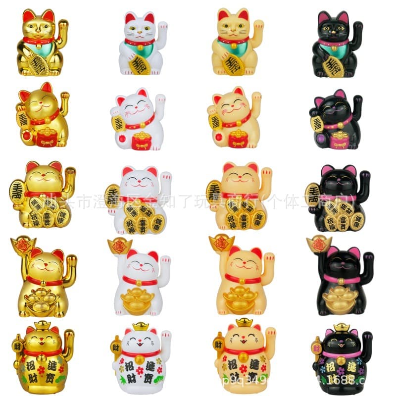 Light Sensing Solar Lucky Cat Car Ornament Creative Opening Waving Cat Ornament Claw Machine Doll