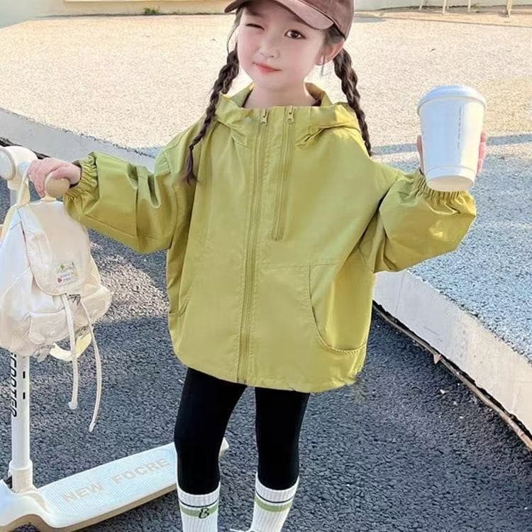 Girls' coats spring and autumn new style 2025 children's jackets, fashionable tops, spring windbreakers