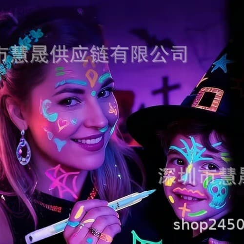Cross-border New UV Neon Face Paint Markers 12 Colors UV Fluorescent Face Paint Pens