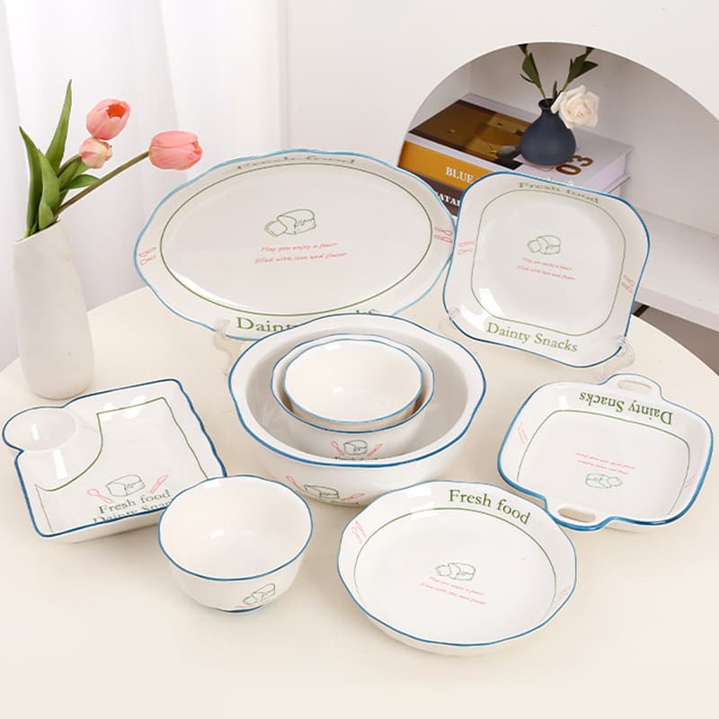 2026 New Ceramic Dinnerware Factory Wholesale Porcelain Tableware Light Luxury Bowl Plate Set Home Combination Ceramic Dinnerware