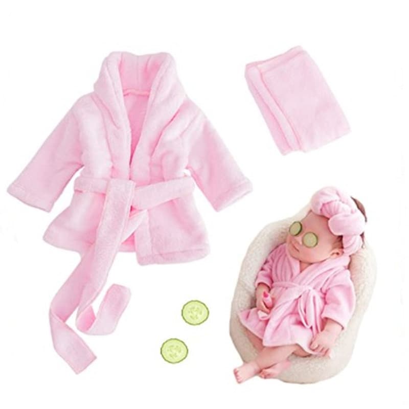 Children's Photography Bathrobe White Photo Shoot Robe Baby Portrait Bathrobe Set Infant Bath Robe