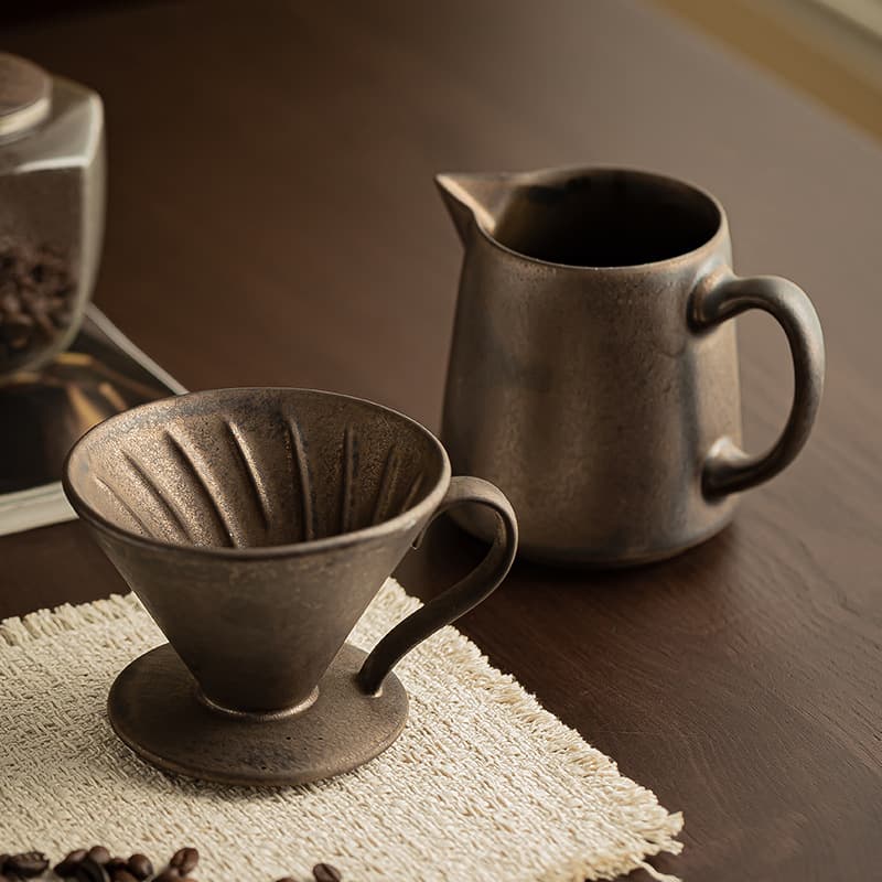 Home Coffee Maker Pour Over Drip Coffee Maker Gold-Plated Ceramic Set American Coffee Sharing Carafe Set