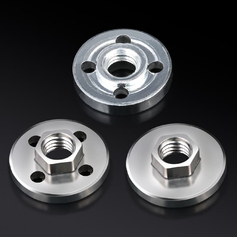 Wholesale of complete hexagonal four-hole pressure plate sets for old model 100 type angle grinders, including grinder nut accessories and tools.