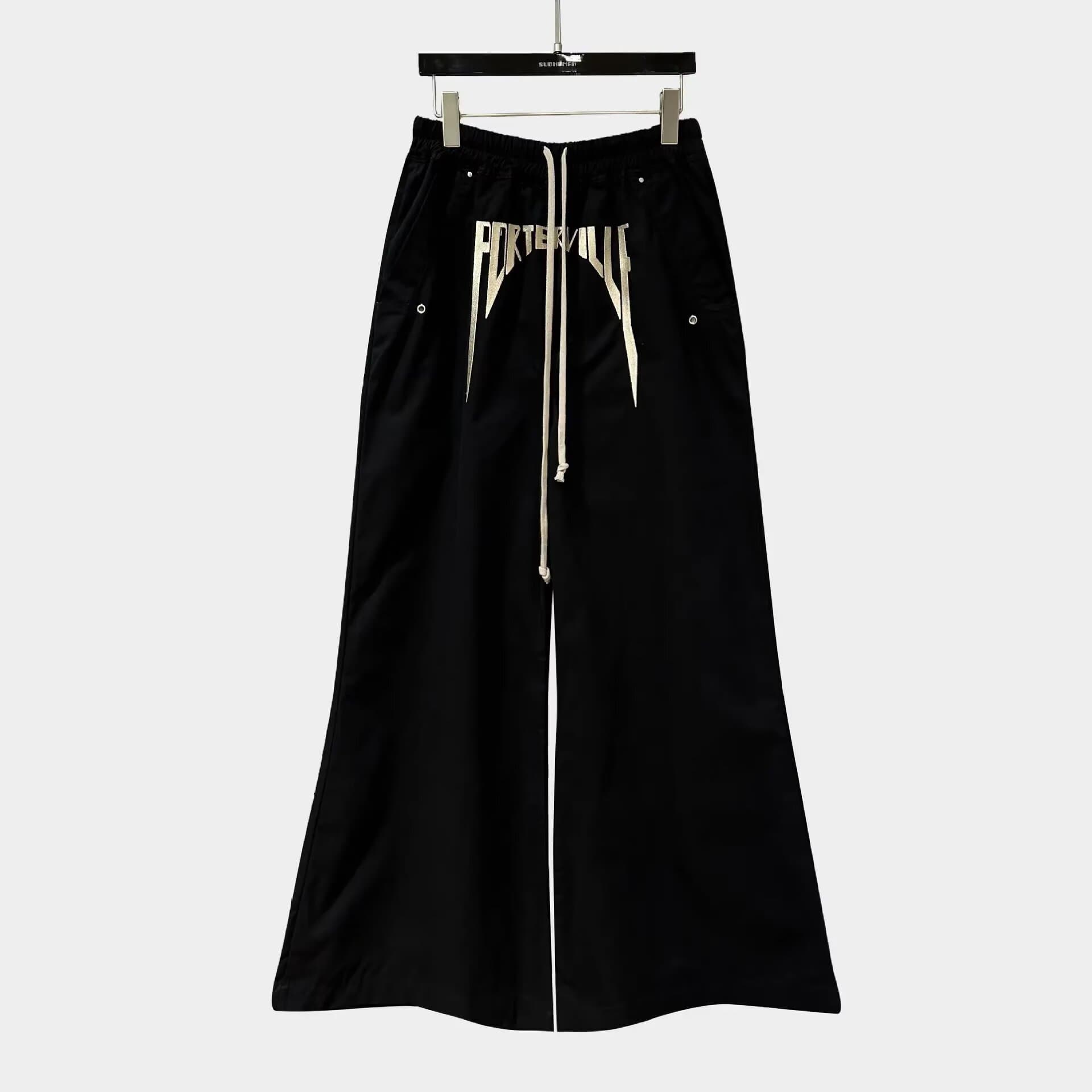 Ro Acbt Dark Embroidery Slogan Cargo Loose Wide-Leg Drop Crotch Casual Flared Pants for Men Trendy