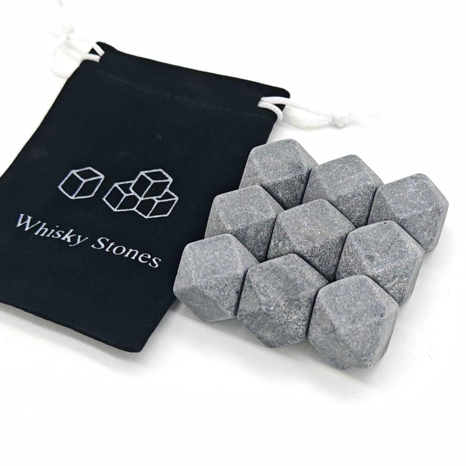 Whisky Stones, Octahedral Polyhedral Marble Ice Stones for Drinks