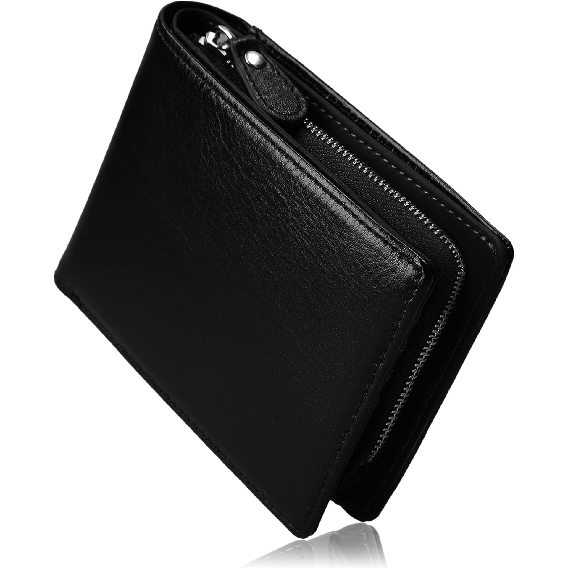 Lotte Business Genuine Leather Cloth Short Wallet Japanese RFID Anti-theft Brush Portable Zipper Two-fold Men's Wallet
