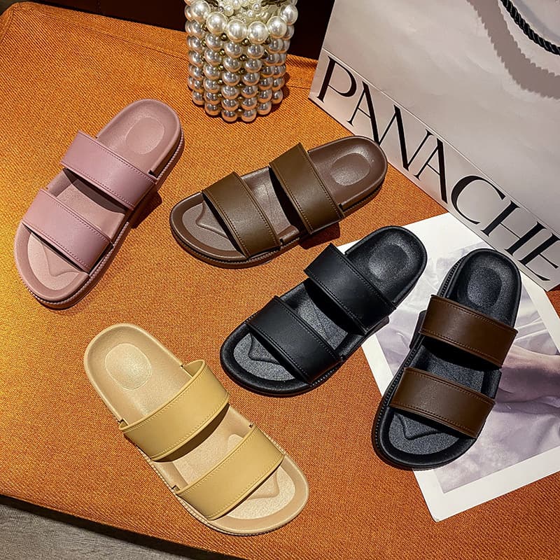 Women's Thick-Soled Slippers, Summer Trendy Casual Sandals, Fashion Slides, PVC Material, New Style, Beach Slippers