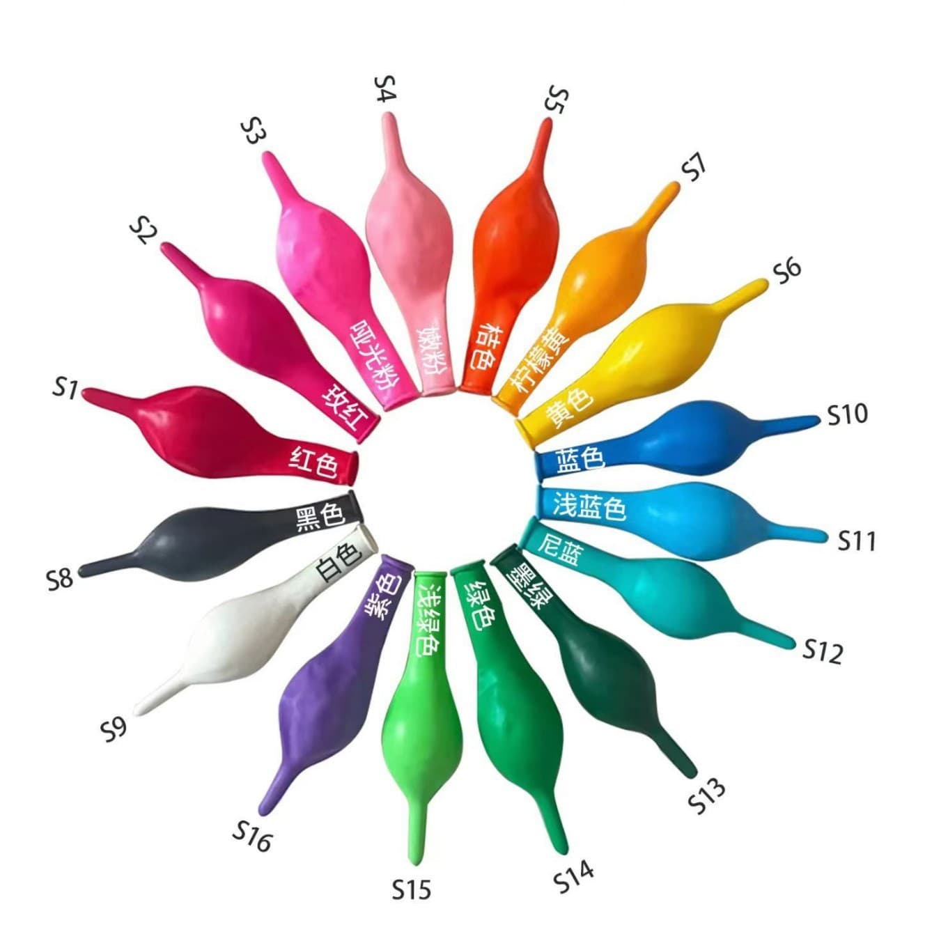 Factory direct sales decorative 10 inch 6 inch tail balloon standard decorative pin tail balloon wedding arrangement latex balloon
