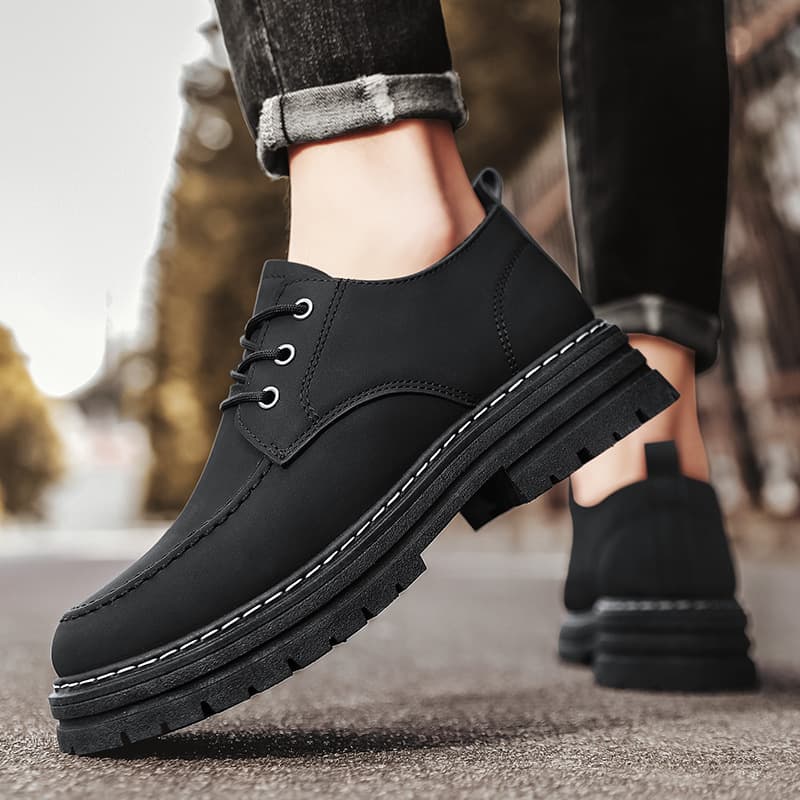 Workwear men's shoes 2025 new breathable black casual large leather shoes thick-soled low-top labor protection Martin trendy shoes summer