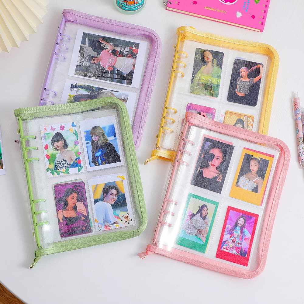 INS Korean Style A5 Zipper Glitter Binder Photo Album for Student 3/5-inch Idol Card Storage