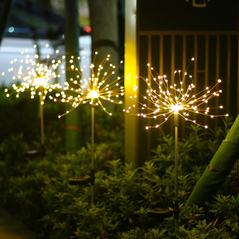 Solar Ground Insert Firework Light, Garden Yard Dandelion Reed Color Light, Outdoor Light IP65 Waterproof LED Lamp
