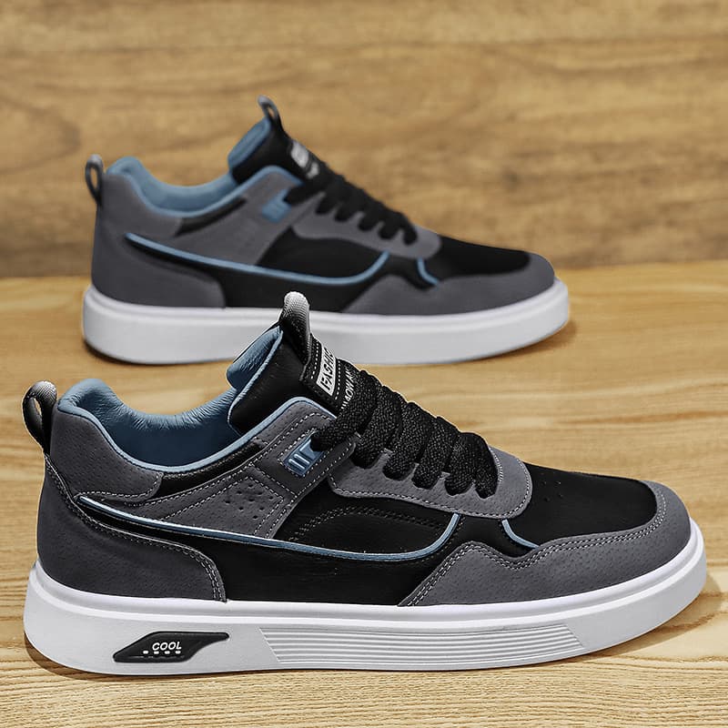 Men's Work Shoes 2026 Leather Upper Youth Skate Shoes Men's Versatile Casual Sports Winter Breathable Flat Durable Low Top