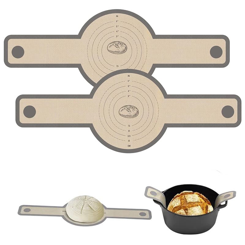 Round double-handled baking mat, Dutch oven liner, bread baking mat, silicone pot mat