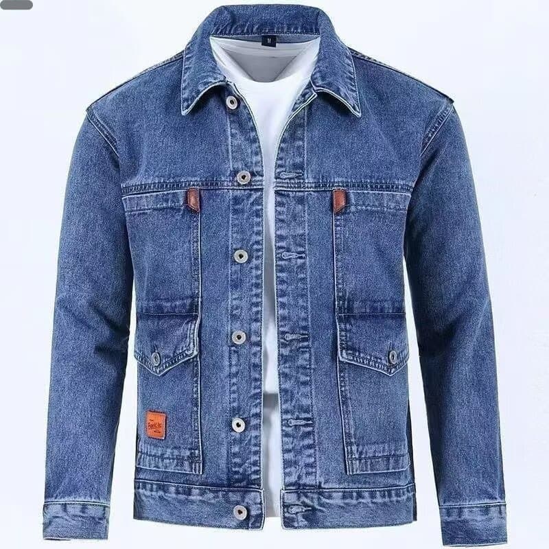 Spring and autumn new multi-pocket workwear denim jacket for men high street Japanese style Harajuku style loose handsome denim jacket for men
