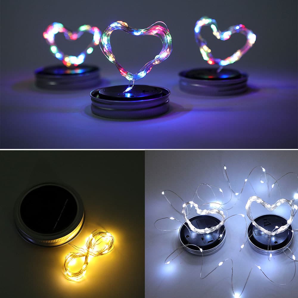 Amazon Mason Jar Lid Light String Outdoor Solar LED Copper Wire Lights Christmas Decoration Solar Outdoor Light