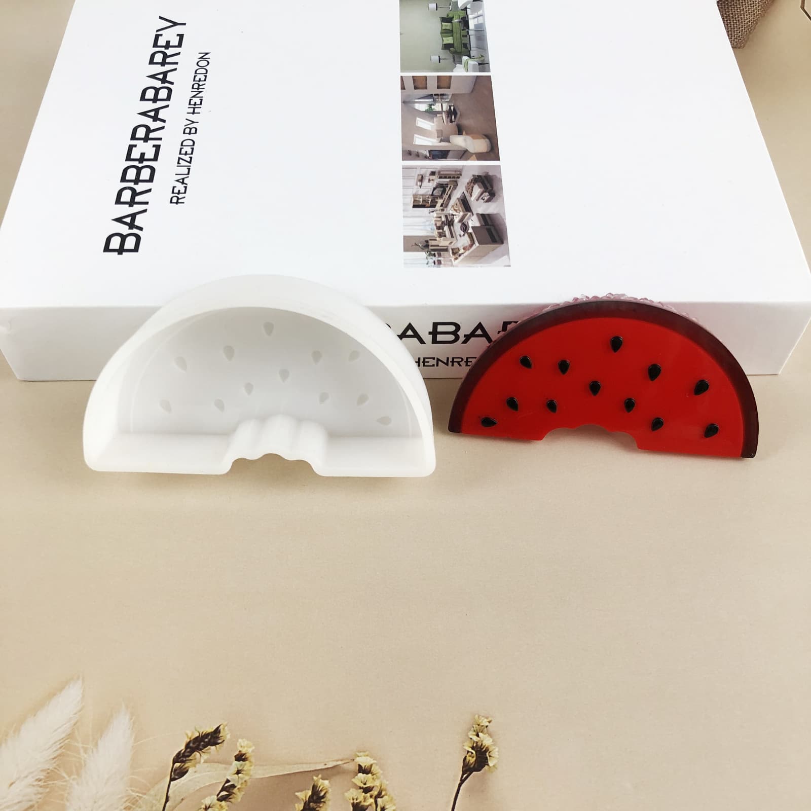 Watermelon Slice Car Aromatherapy Cabinet Silicone Mold Resin Aroma Stone Car Hanging Decoration Plaster Mold