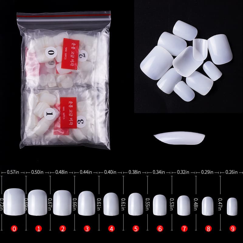 AliExpress Nail Art Tips Square Painted Round Head Nail Pieces 500 Pieces Natural Transparent Color