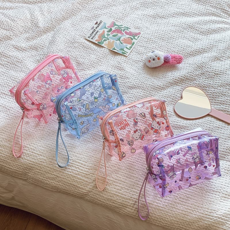 Sanrio Genuine Authorized Transparent Fruity Ice Cream Waterproof Wash Bag Cosmetic Bag Fitness Bath Beach Bag Women's Bag