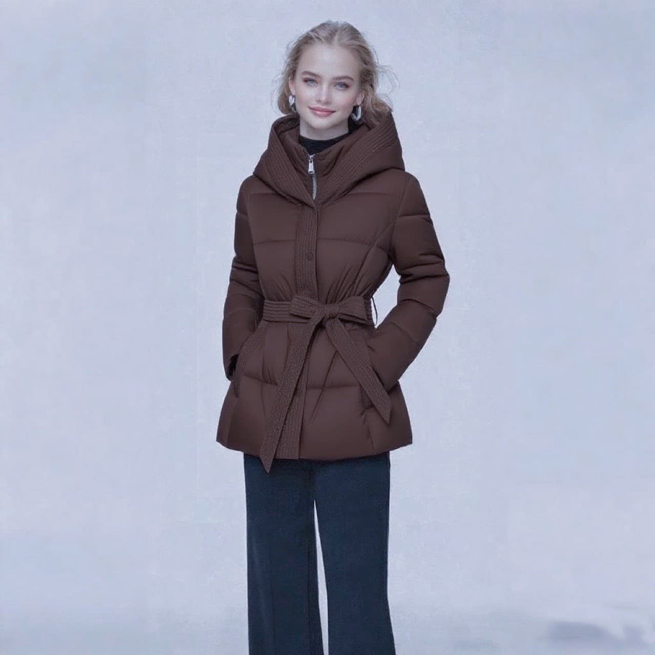Women's Black Cotton Coat New Winter Thick Jacket Plus Size Petite Short Waist-Cinching Quilted Down Cotton Coat