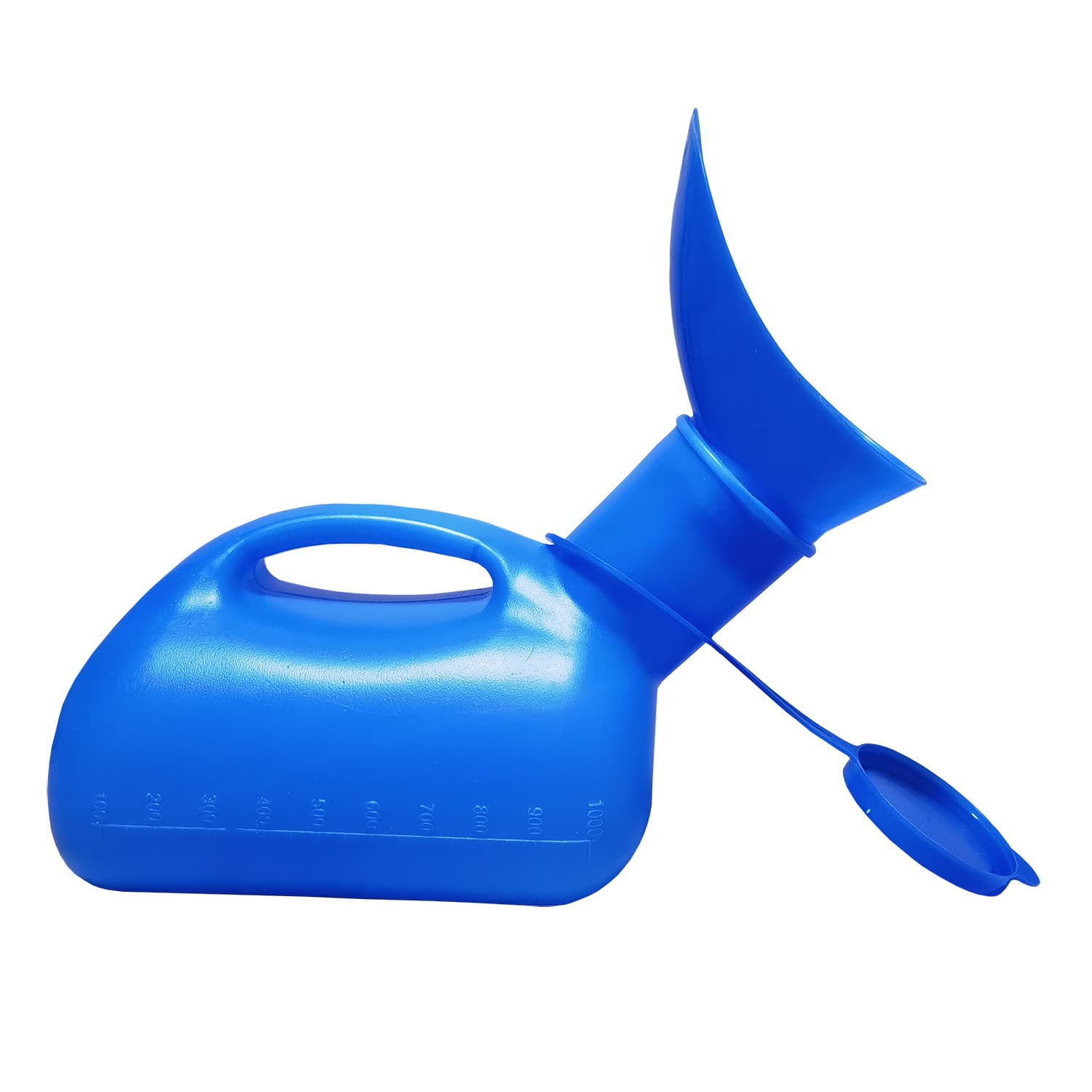 Manufacturer Direct Supply Hospital Use Blue Plastic Urinal 1000ML New Material Covered Urine Collector, Night Urinal with Female Adapter