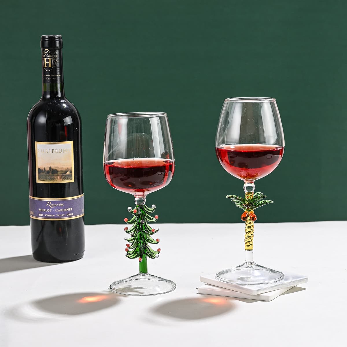 Creative Christmas Tree Glass Wine Cup Ins Style Coconut Tree Red Wine Goblet Champagne Glass Ambiance Wine Glass